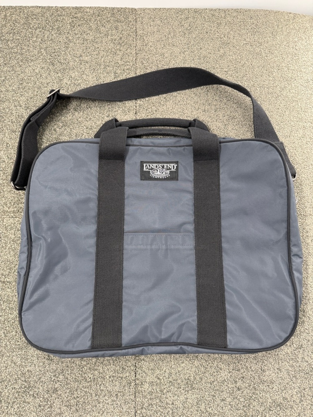Lands' End Soft Suitcase Blue Vintage Zip Around USA Luggage Overnight Carry On